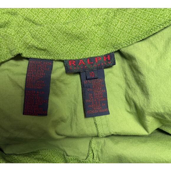 Ralph Lauren Size 10 Green Geometric Print Side Zip Shortie Shorts - Picture 2 of 5